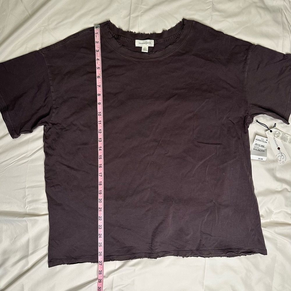 Treasure & Bond Distressed Raw Hem Tee Grey Relaxed Fit Minimalist T-Shirt Large - Picture 9 of 11